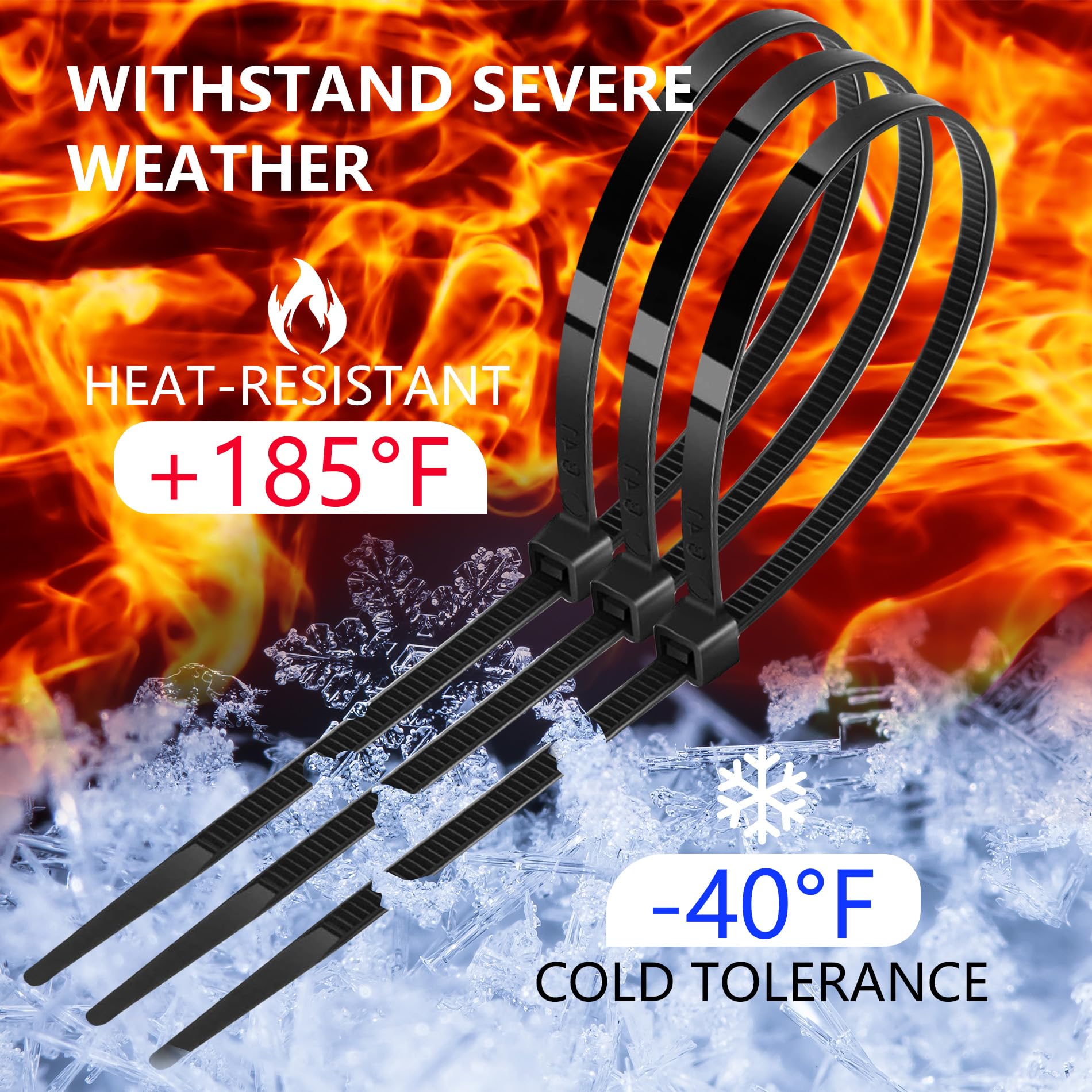 Fomuson 200pcs Zip Ties 8 Inch Black, Heavy Duty Zip Tie, 40lb